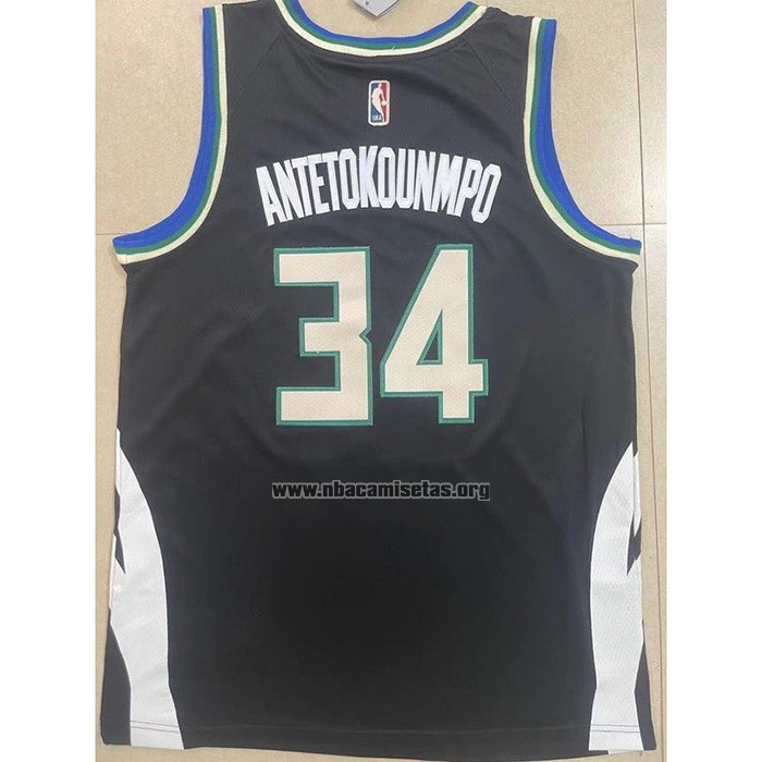 Camiseta Milwaukee Bucks Giannis Antetokounmpo NO 34 Statement 2022-23 Negro